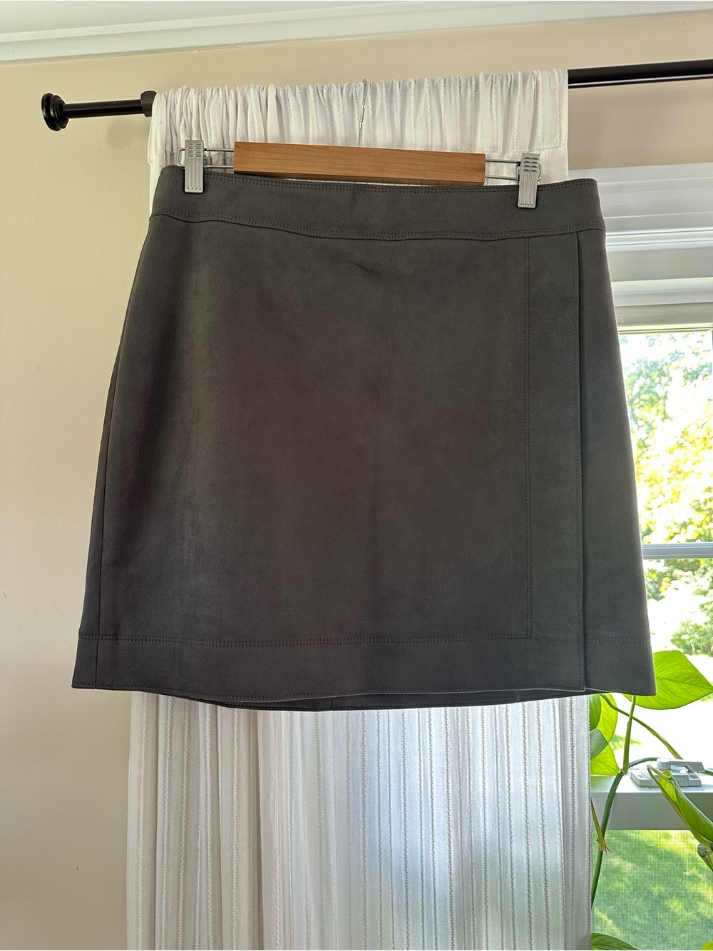 WHBM Faux Suede Wrap Mini Skirt